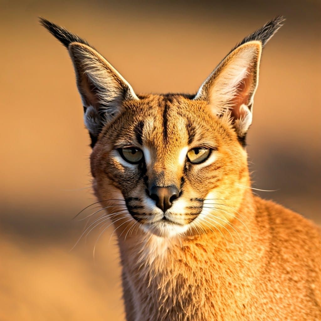 Majestic Caracal Cat Portrait in Golden Light