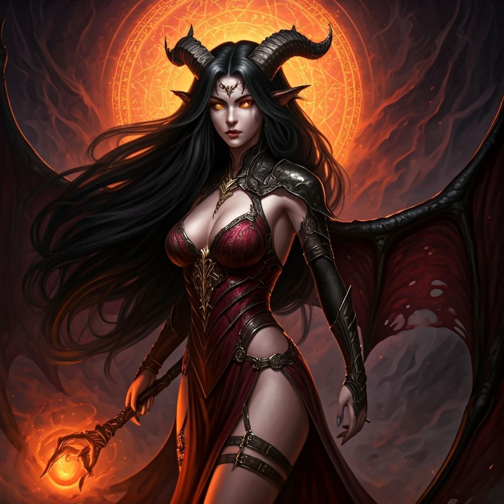 Dark Fantasy Sorceress with Magical Staff