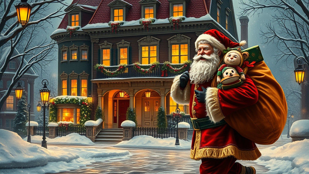 Victorian Christmas Scene Inspired by Arthur Rackham