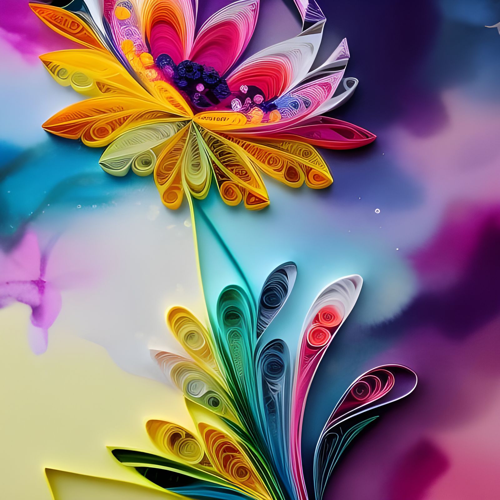 Intricate Quilled Paper Flowers with Pastel Accents