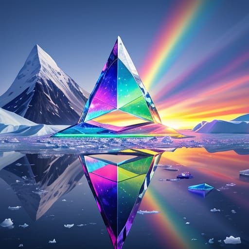 Prismatic Crystal Shimmers in Arctic Landscape