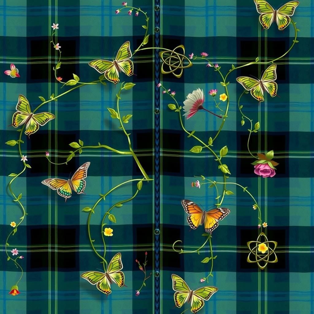 Surreal Celtic Tapestry with Butterflies and Trinity Knots i...