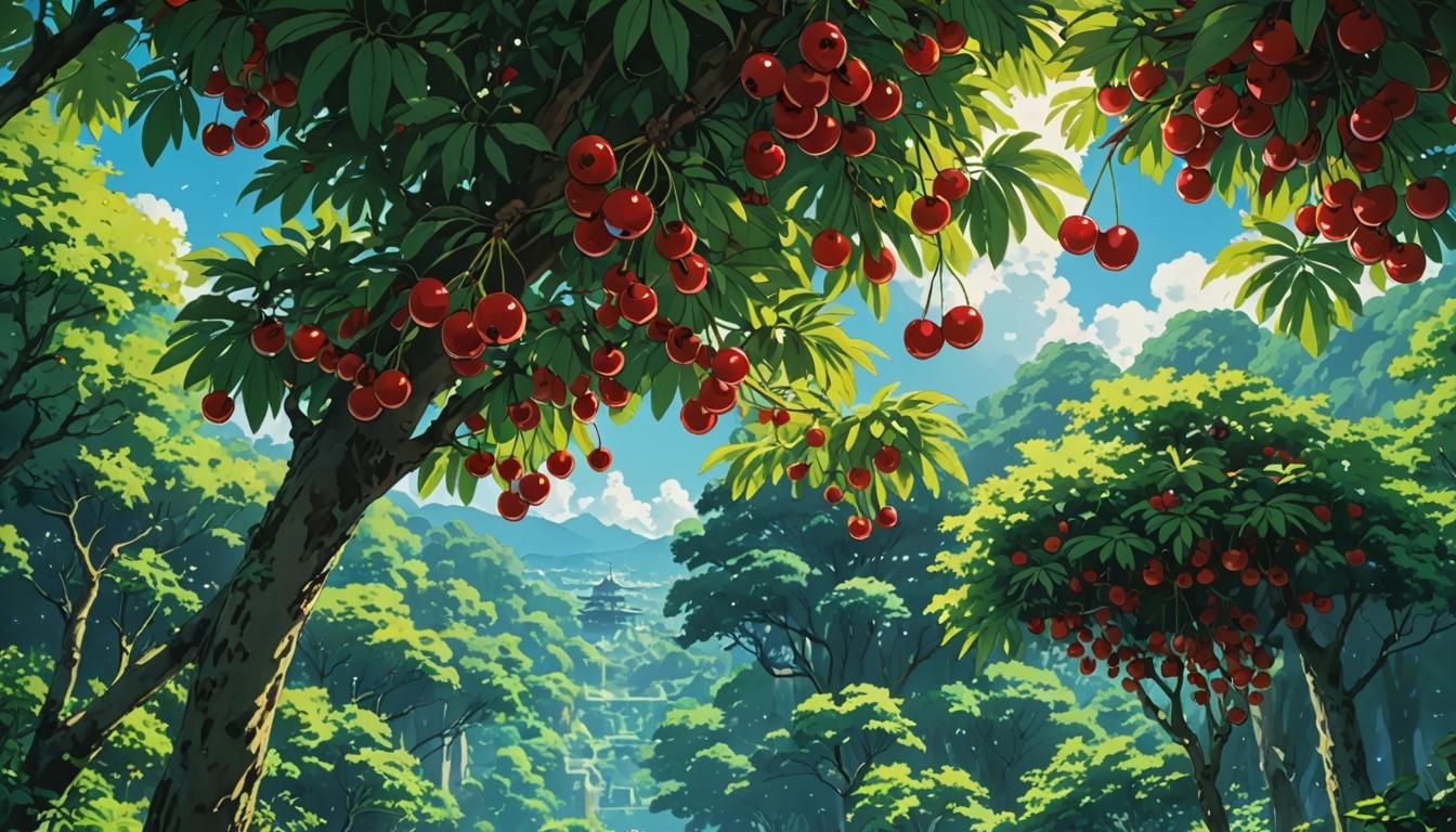 Cherries in Anime Key Visual Style