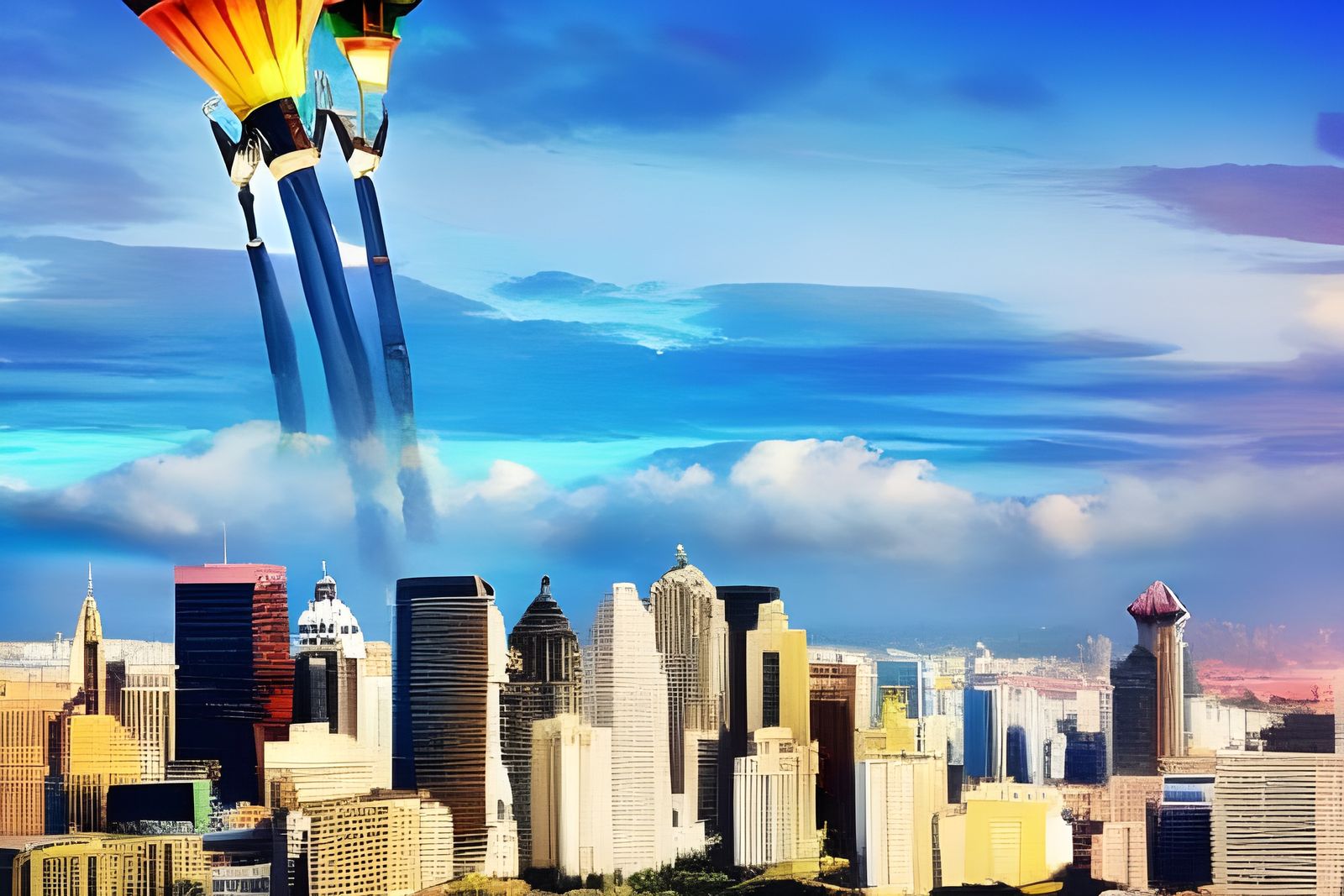 Cityscape Illustration in Ink and Watercolor Style