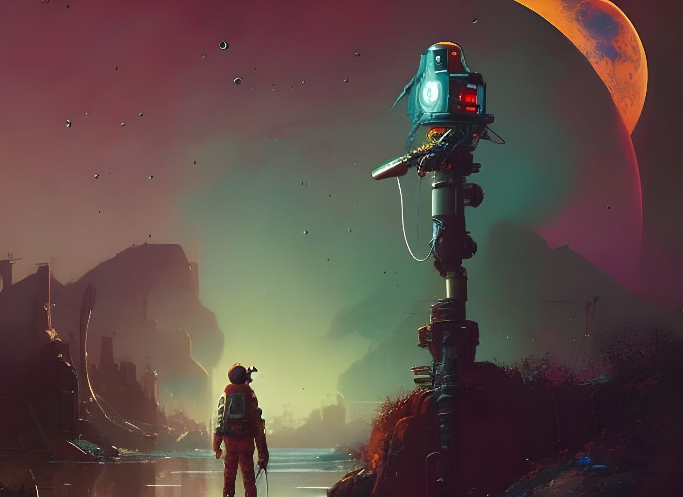 Water on Mars: Crayon Caricature in Hyperrealism