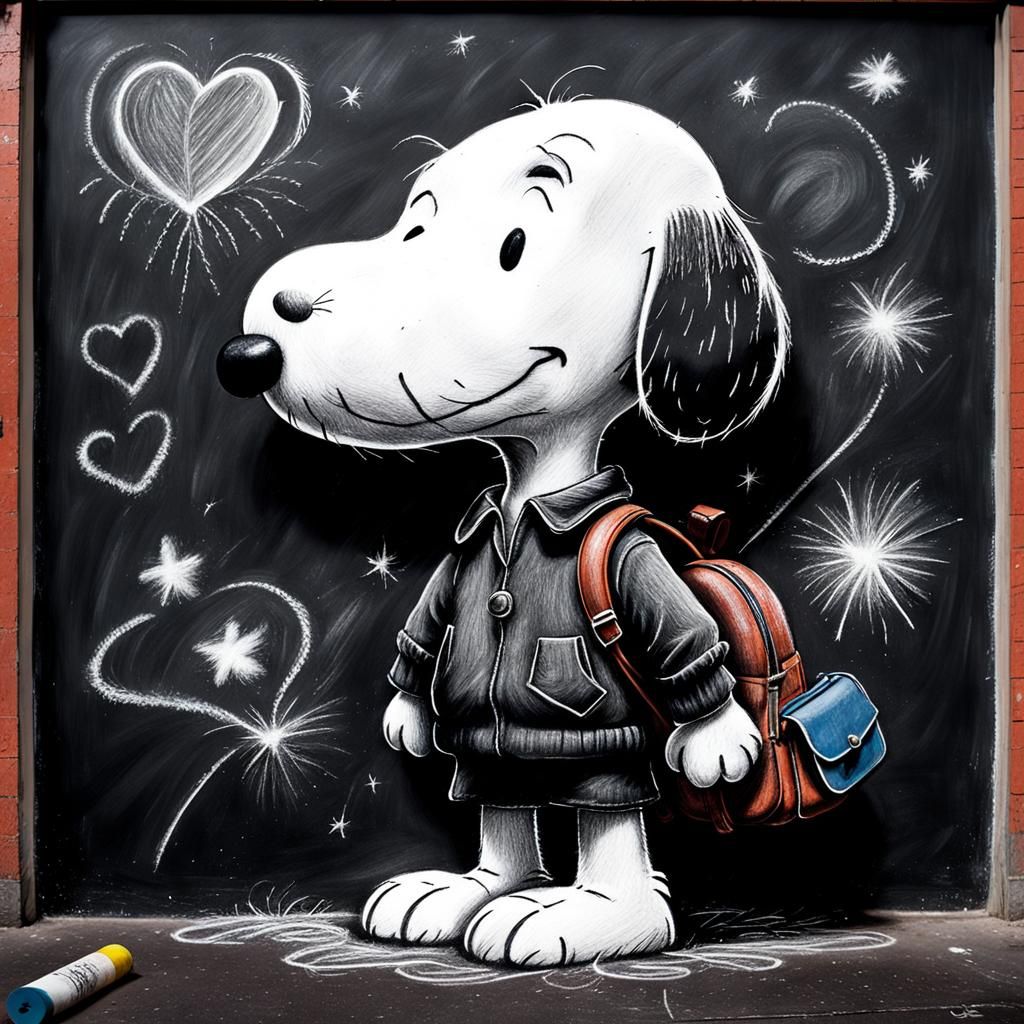 Snoopy drawn in chalk