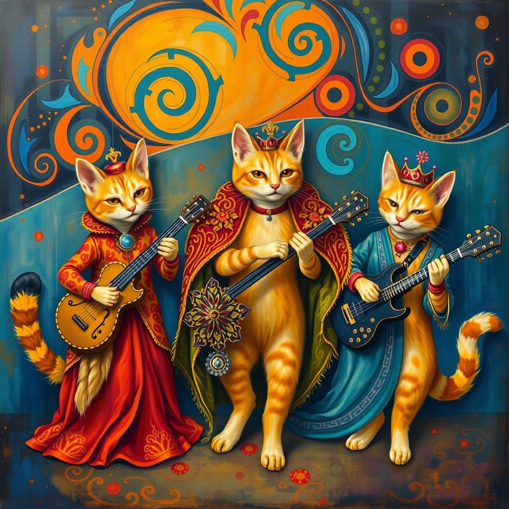 Cat Quintet Plays a Vibrant Art Nouveau Song