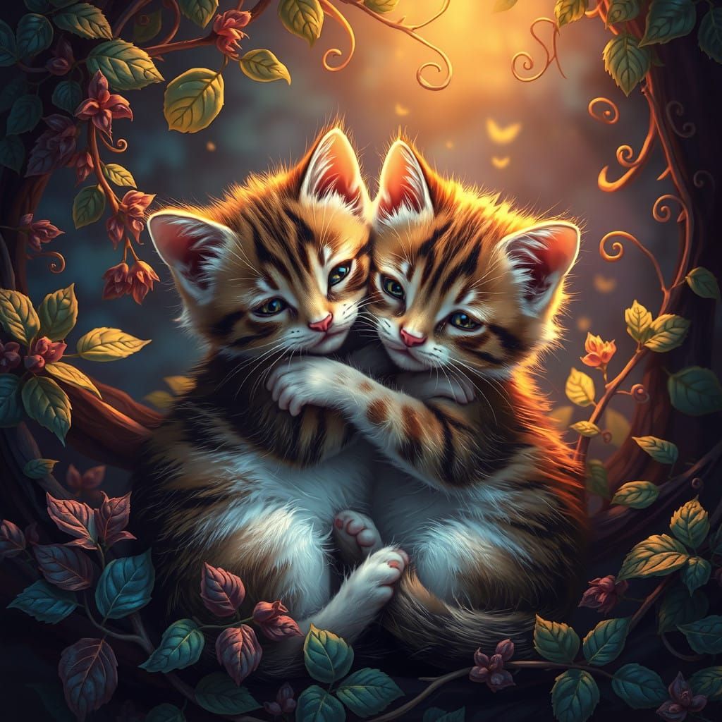 Whimsical Fantasy Twins in a Magical Forest