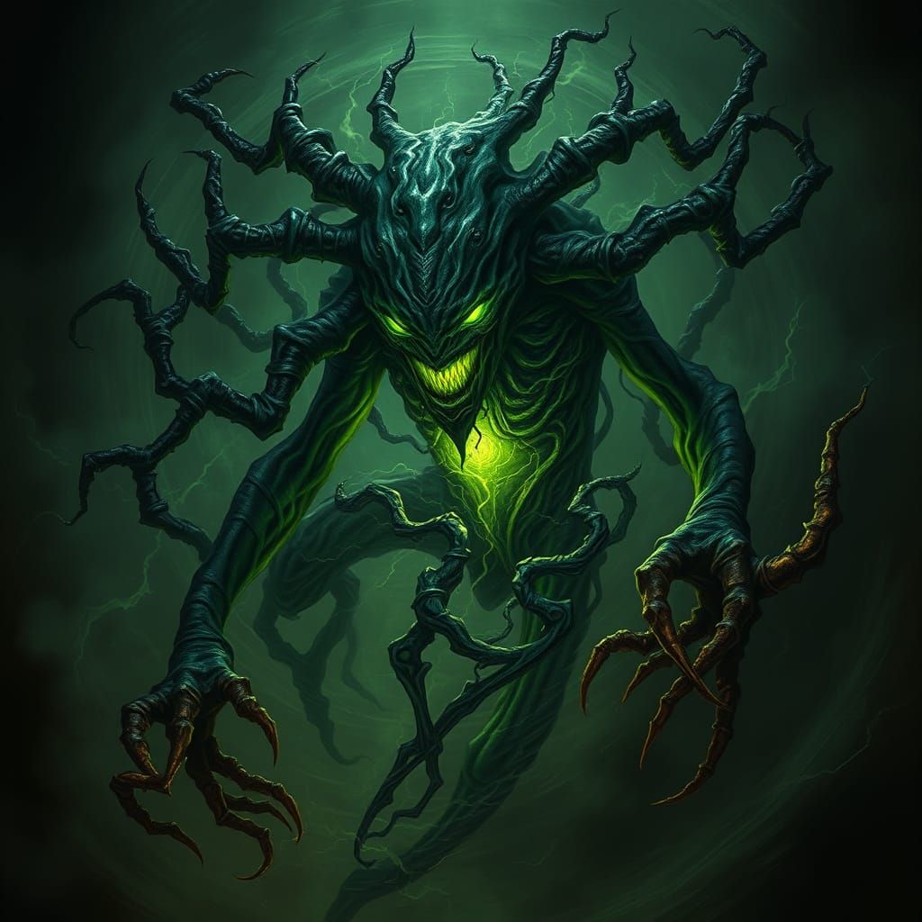 Ethereal Horror, Corrupted Elemental Spirit in Dark, Biomech...