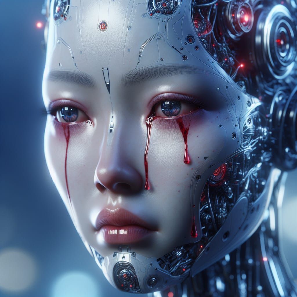 Cyborg Woman Sheds Blood Tears
