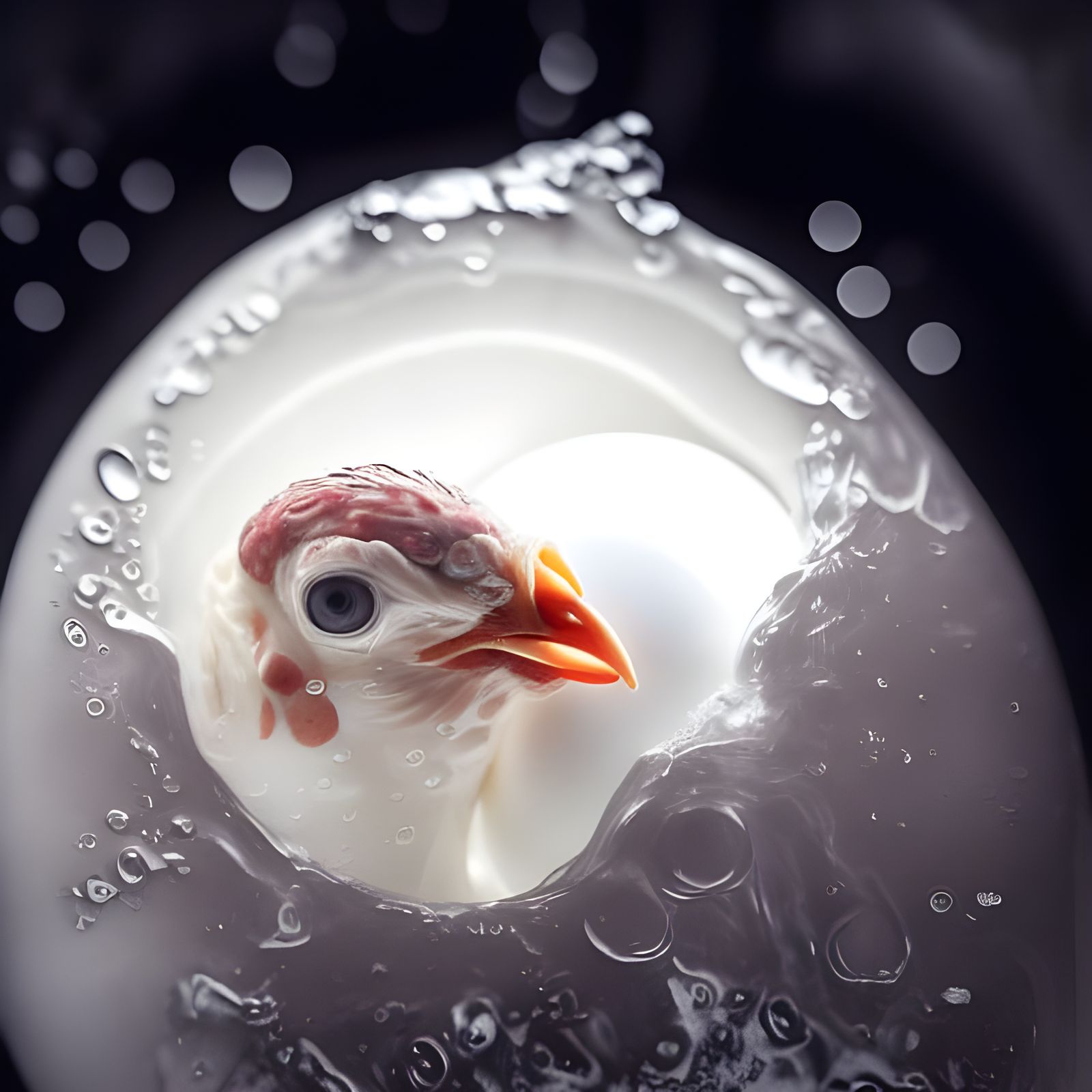 Detailed Fetus Chicken in Egg, Cinematic Lighting