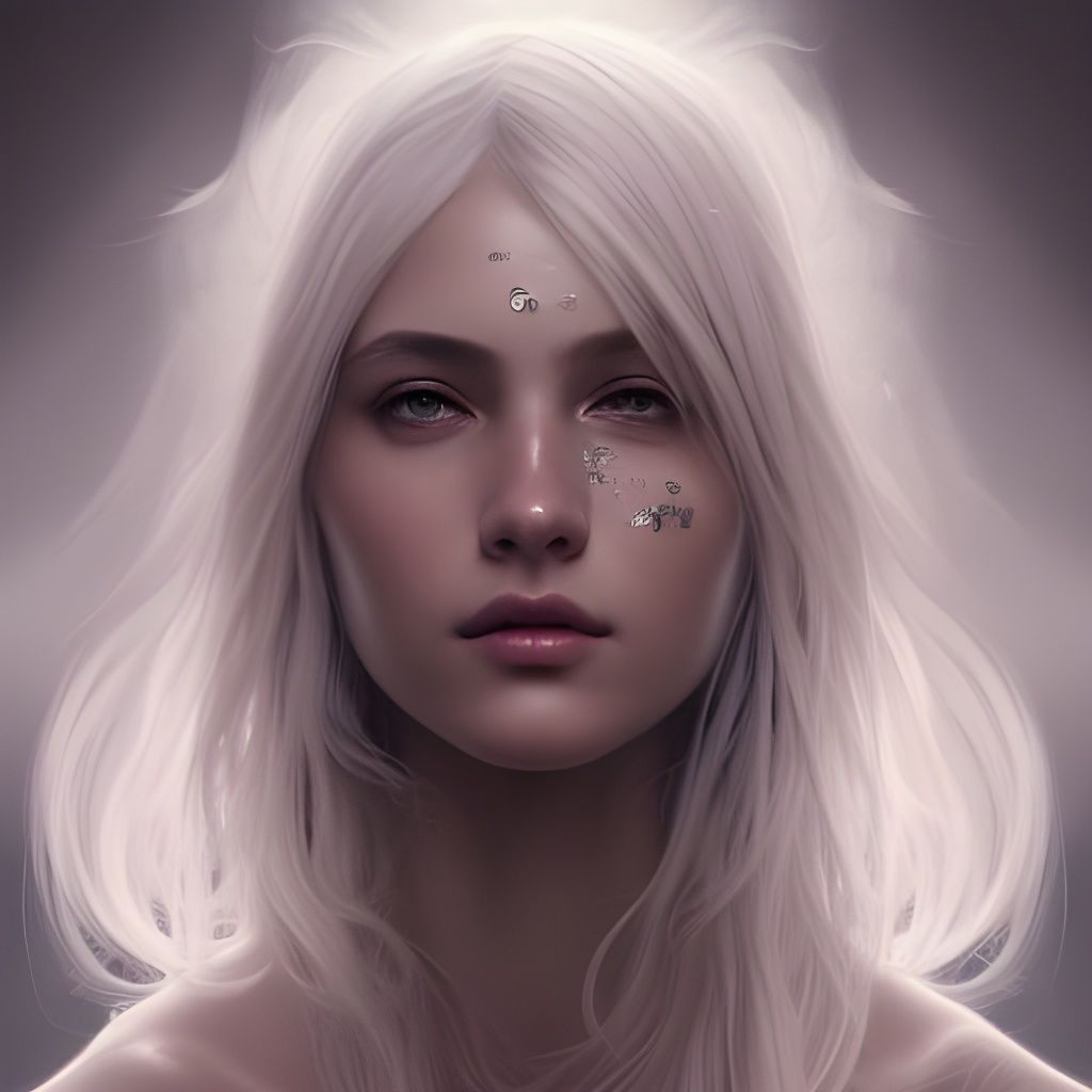 Silver-Eyed Girl Portrait in Hyperdetailed Style