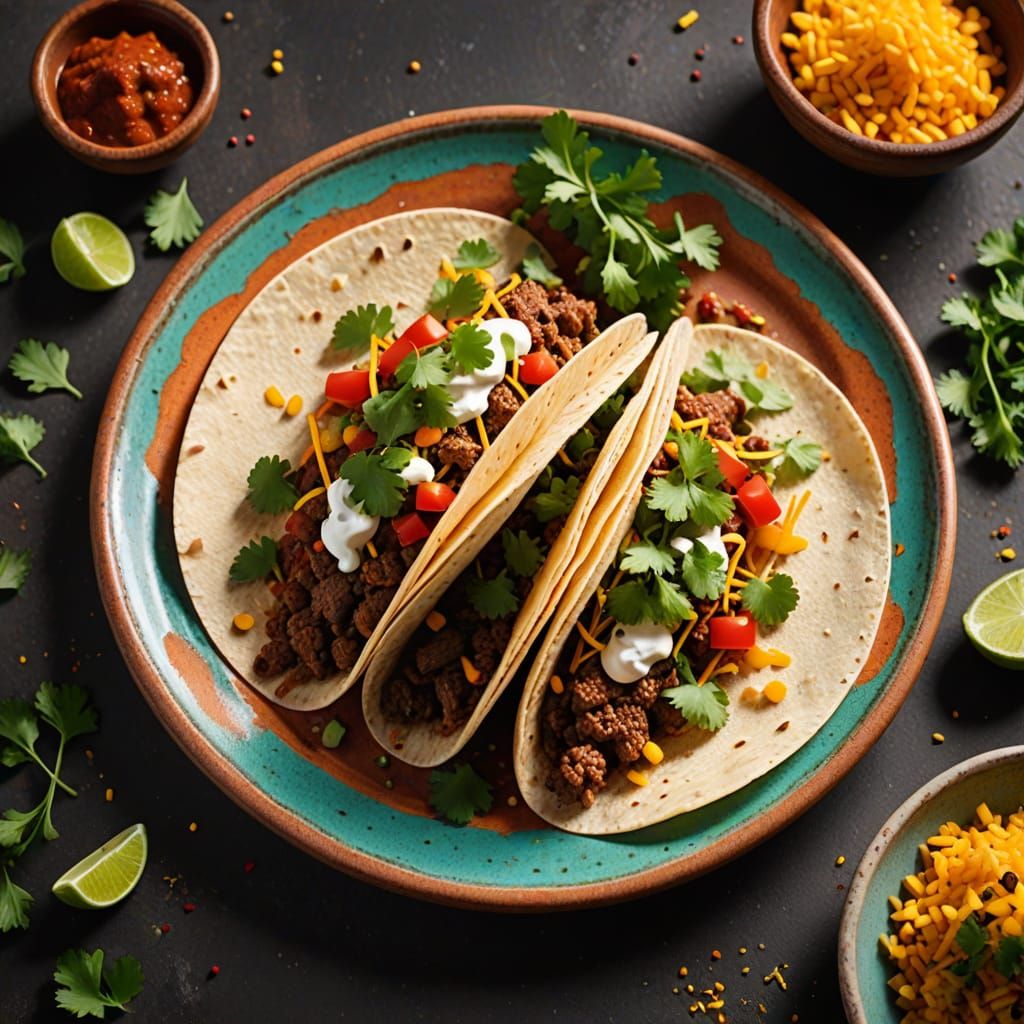 Vibrant Beef Taco with Crunchy Shell and Fresh Cilantro