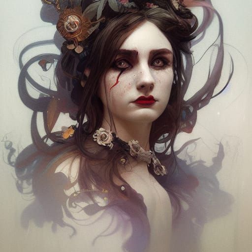 Haunted Circus Performer Portrait in Hyperdetailed Style