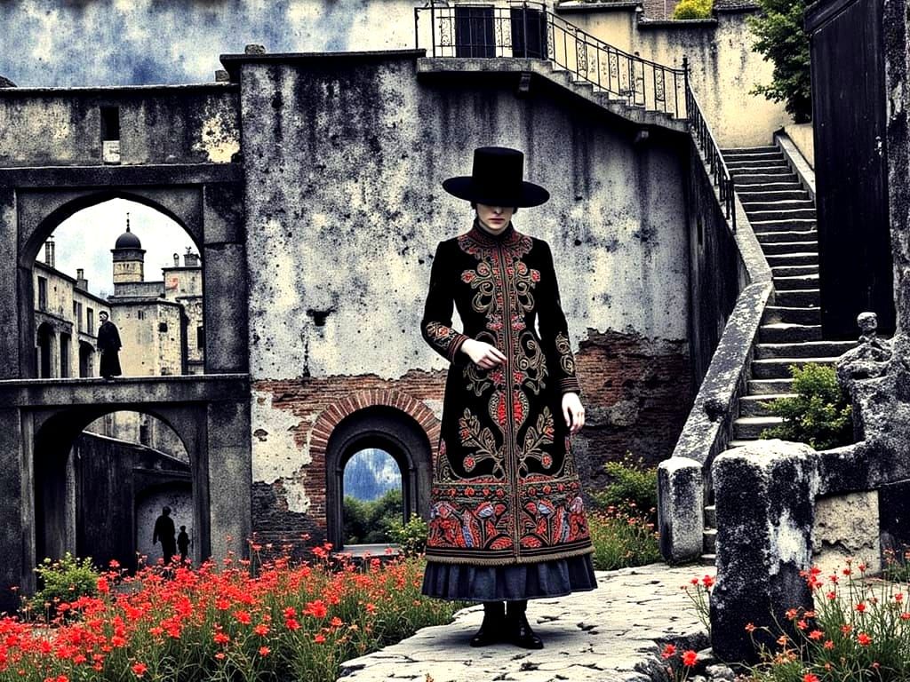 Steampunk World Map in Escher Klimt Architectural Style