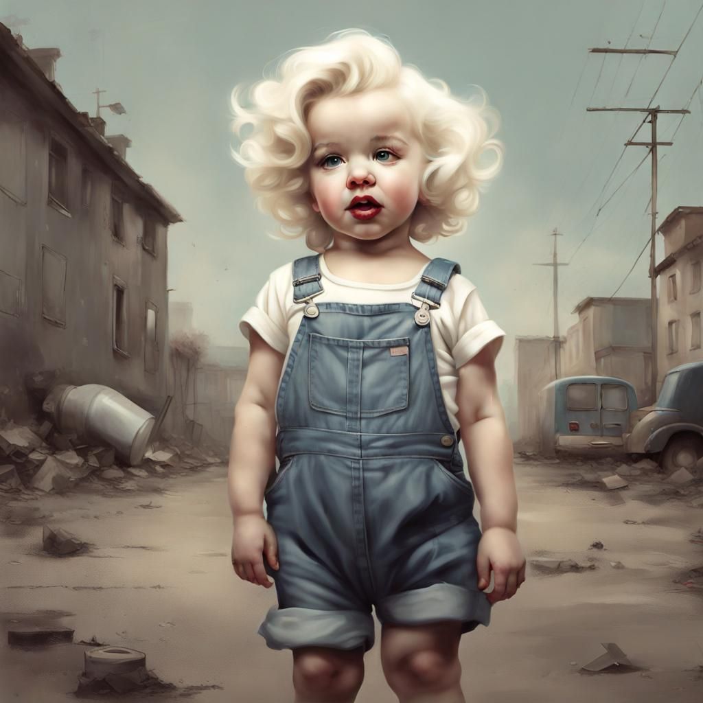 Marilyn Monroe as Young Child, Caricature Portrait