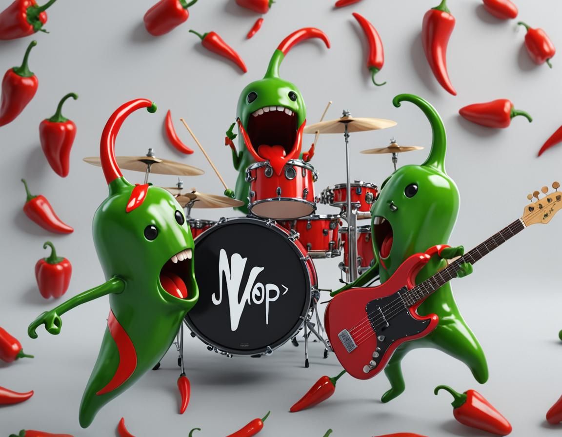 Chili Peppers Rock Band in Anime Style