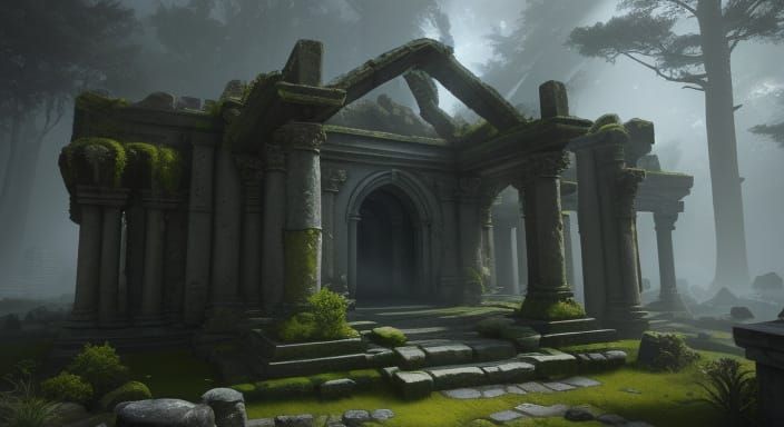 Mysterious Glowing Stone in Ancient Ruins 3D Render