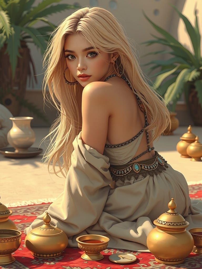 Ethereal Oasis Beauty in Anime-Inspired 3D Cinematic Style