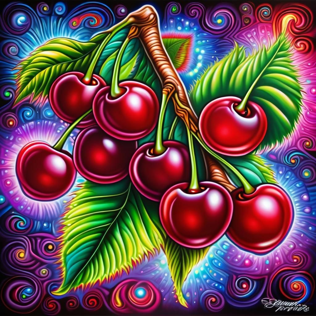 Psychedelic Cherry Tree: Shamanic Folk Art