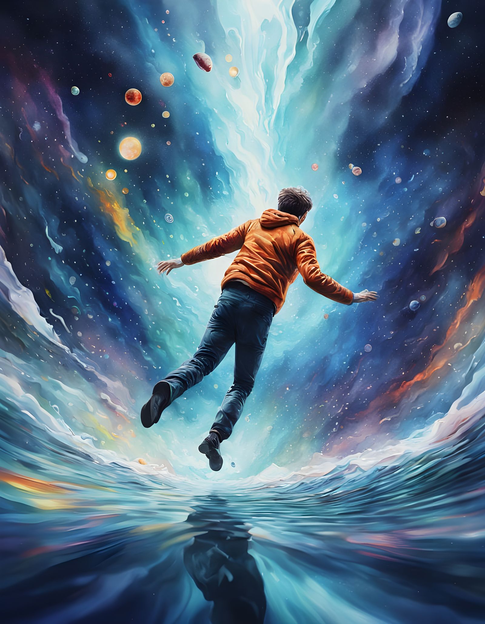 Falling through space-time.