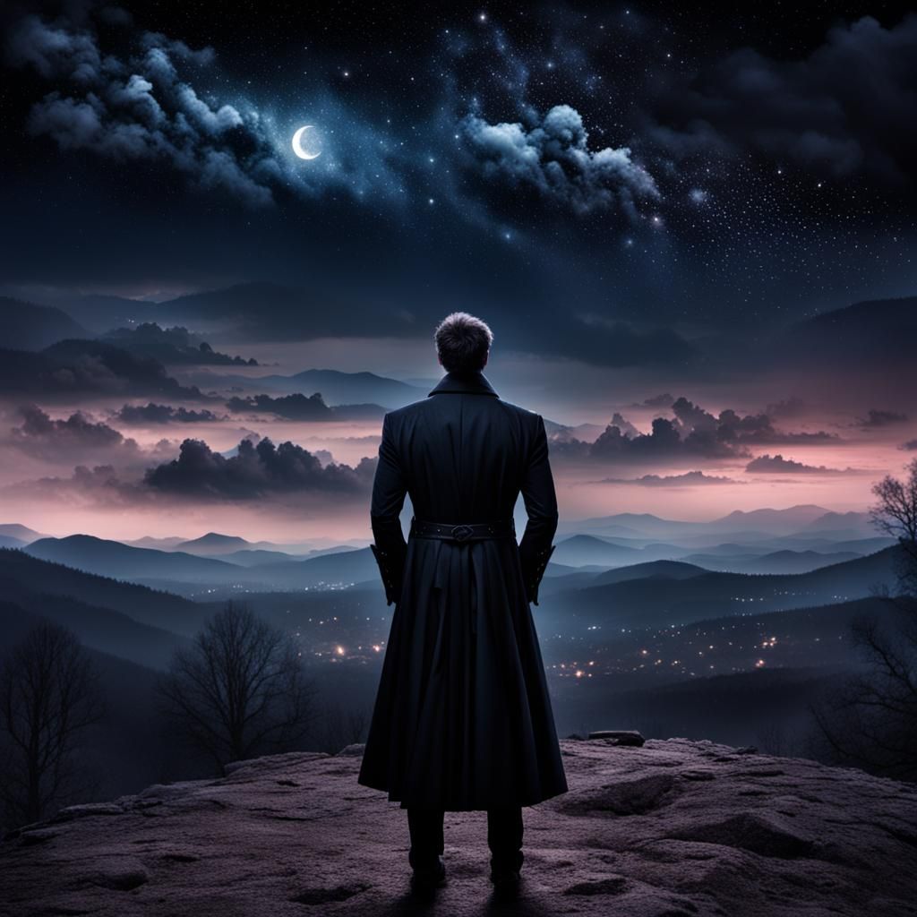 Dark Villain Under Romantic Night Sky