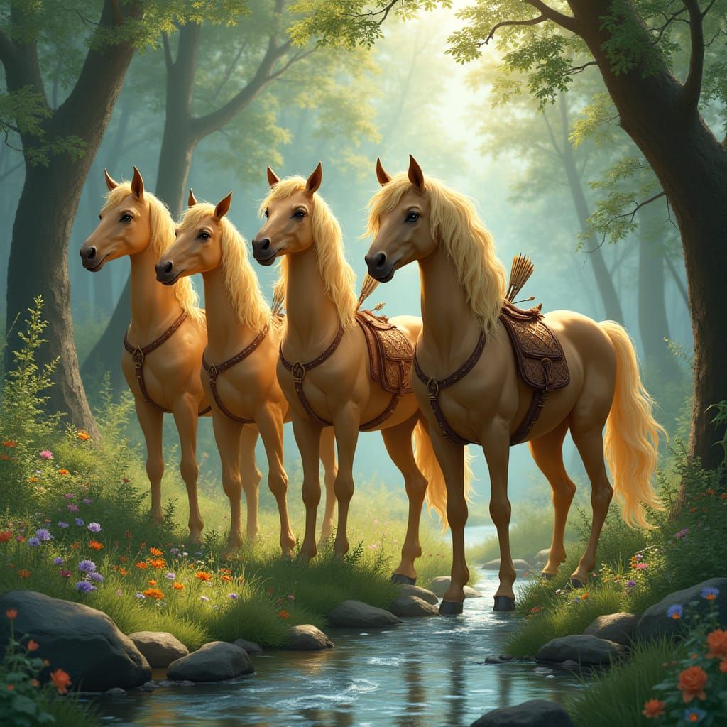 Centaurs in Serene Forest Glen