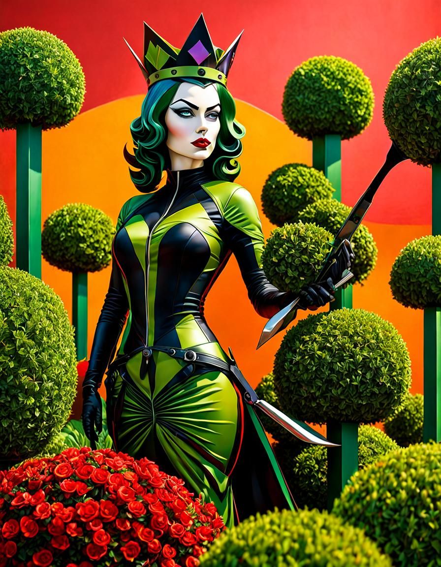 Hyperrealistic Harley Quinn Topiary Sculpture