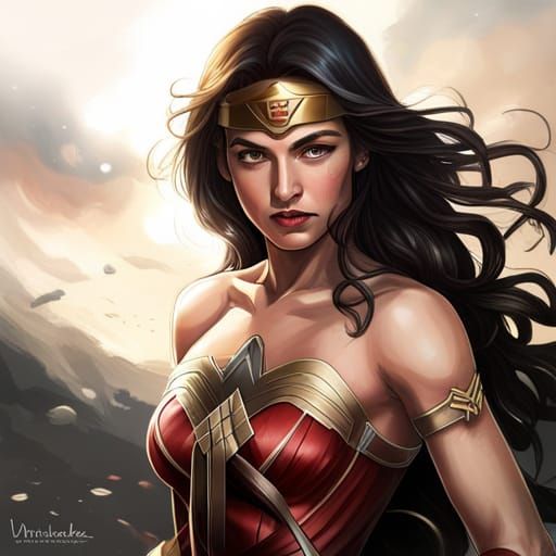 Wonder Woman Cosplay: Hyperdetailed Portrait in Triadic Colo...