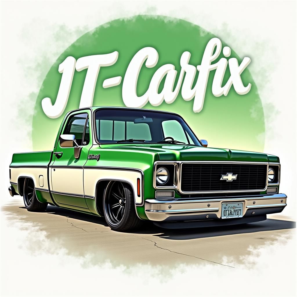 Green and White Chevy C10 Pickup Truck in RocknRoll Style