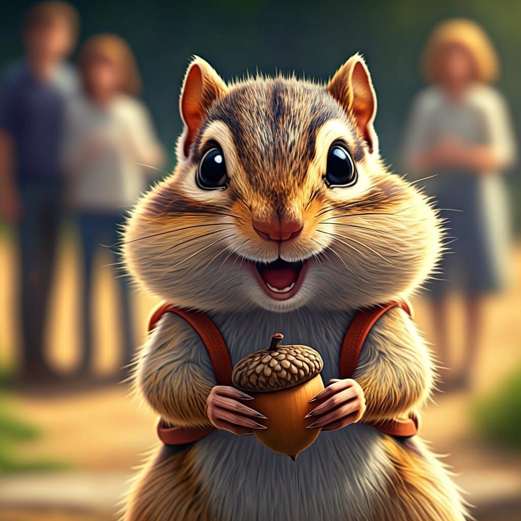 Wide-Eyed Chipmunk in Anime Style