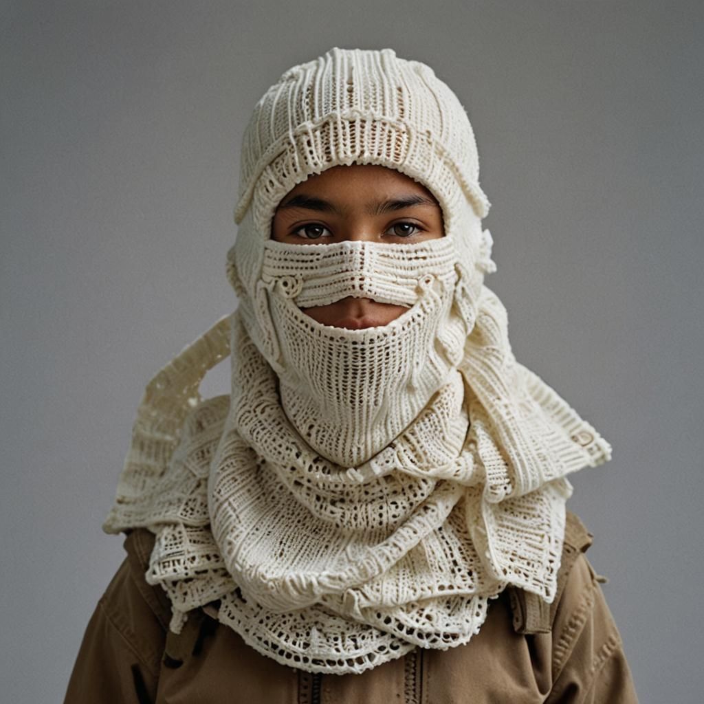 Boy in White Balaclava: Professional Studio Portrait