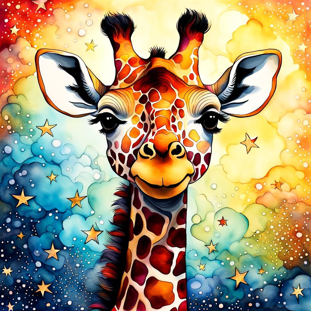 Enchanted Savannah Dreamscapes with Whimsical Giraffe