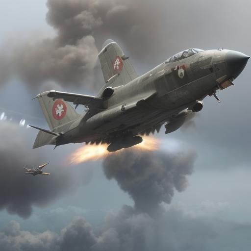 Vintage Aircraft Dogfight in Smokey Sky