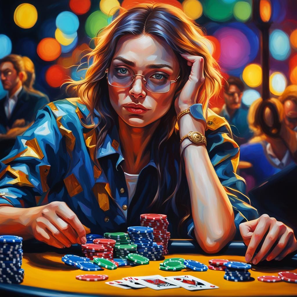 Poker Face Portrait in Vibrant Oil Painting Style