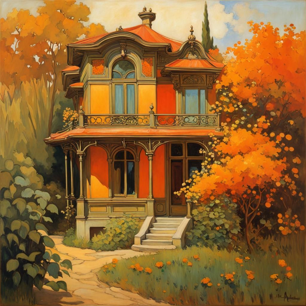 Whimsical House in Art Nouveau Style