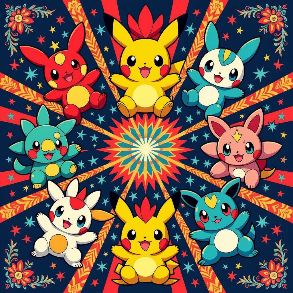 Pokemon Pop Art in Anime Style