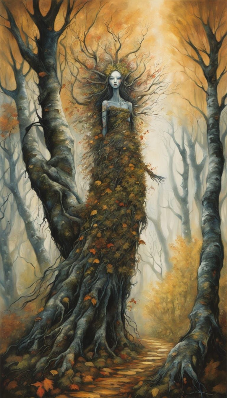 Forest Spirit Hides Among Birch Trees in Disturbing Autumn L...