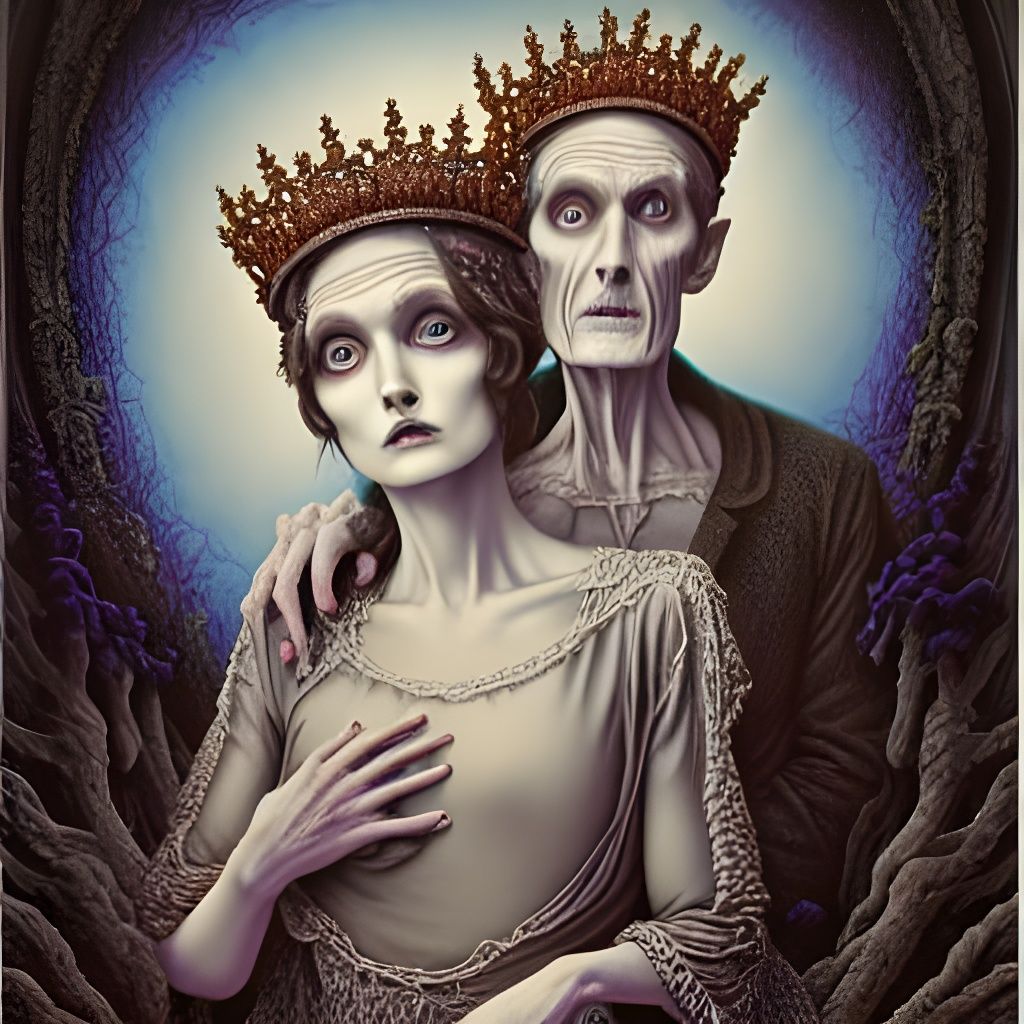 Haunting Victorian Couple with Crowns