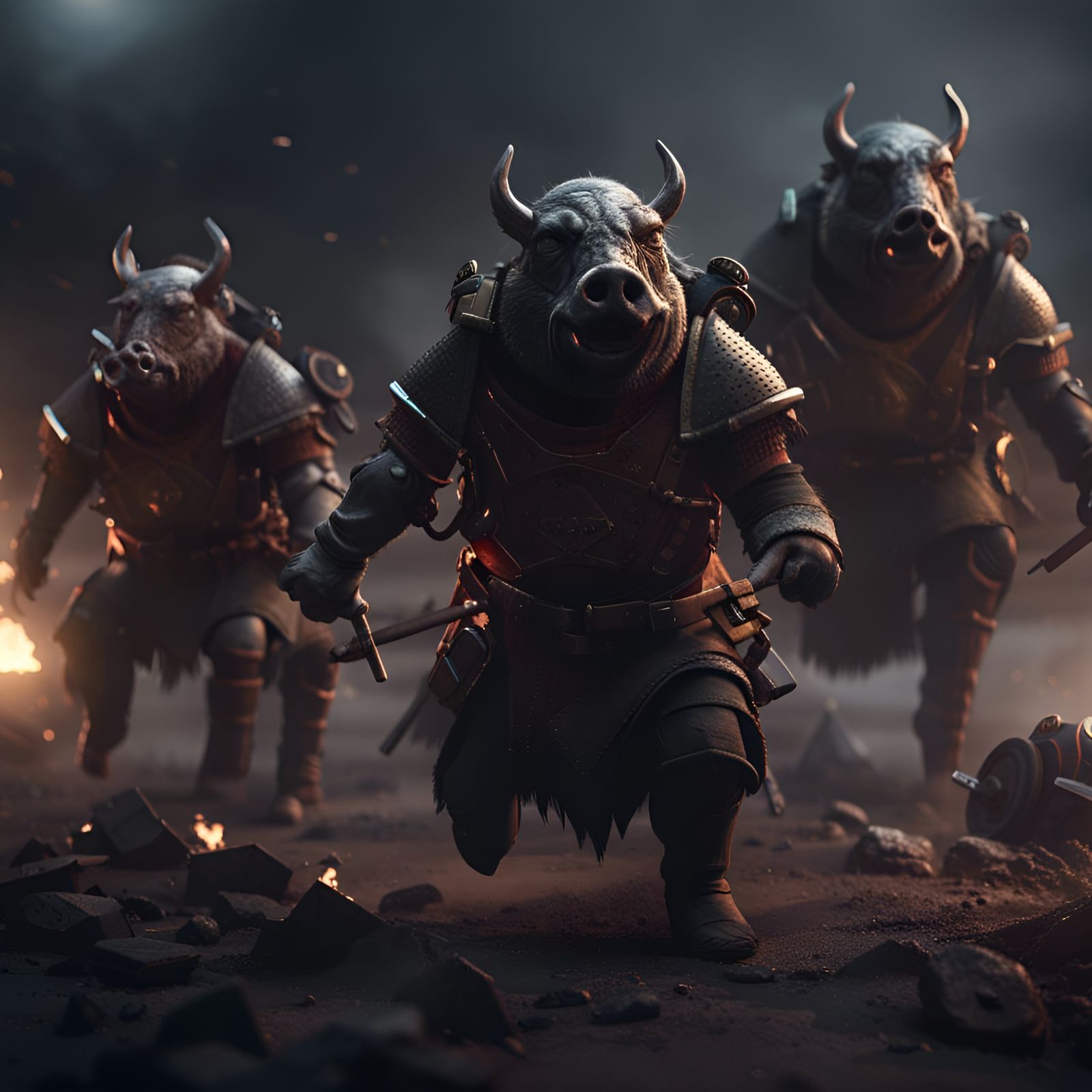 Armored War Pigs in Epic 3D Cinematic Battle