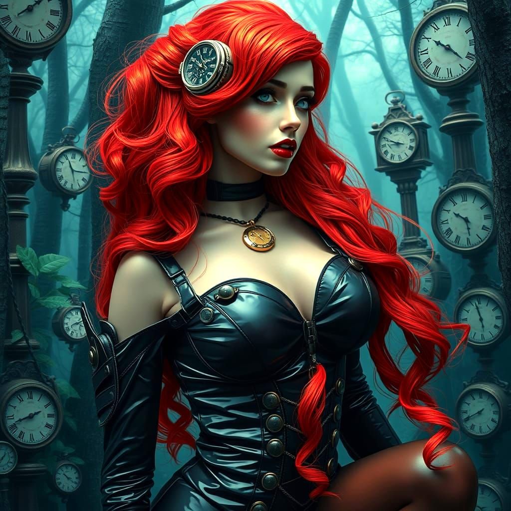 Steampunk Forest Woman in Alechinsky Style