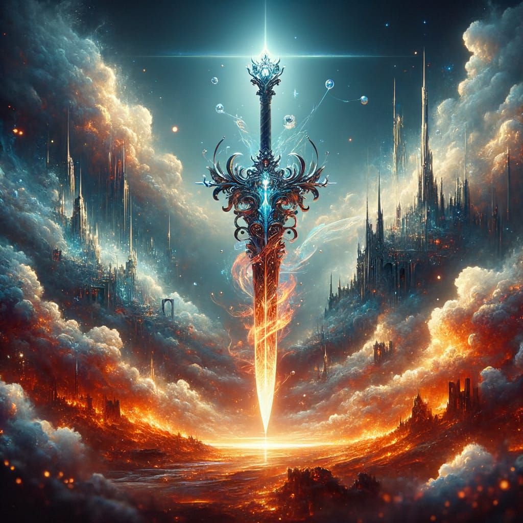Epic Fantasy Blade Unleashed in a Sea of Fire