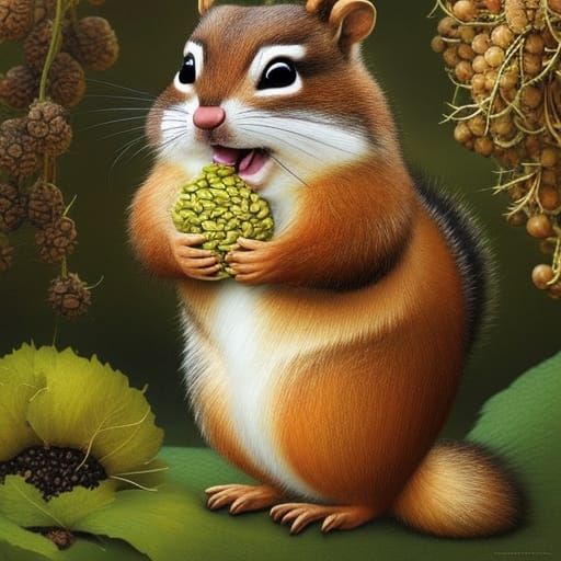 Adorable Chipmunk Stuffing Cheeks with Nuts
