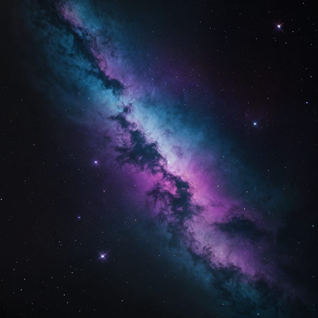 Purple and Teal Nebula Clouds in Darkness