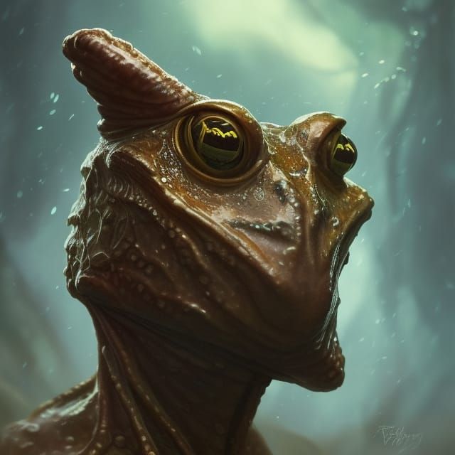 Victorian Alien Frog Portrait in Detailed Art Style