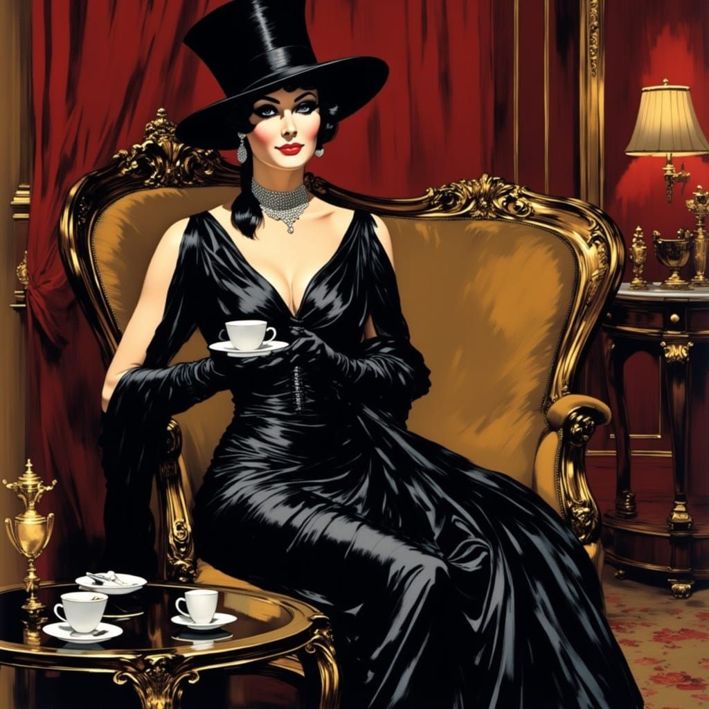 Victorian Steampunk Spy in Opulent Salon