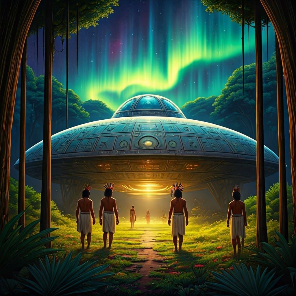 Ancient Tribes Encounter an Alien Space Ship in Vibrant, Cos...