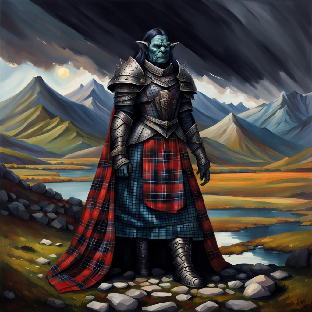 Plaid-Clad Queen of Mordor in Ultrarealistic Dark Fantasy