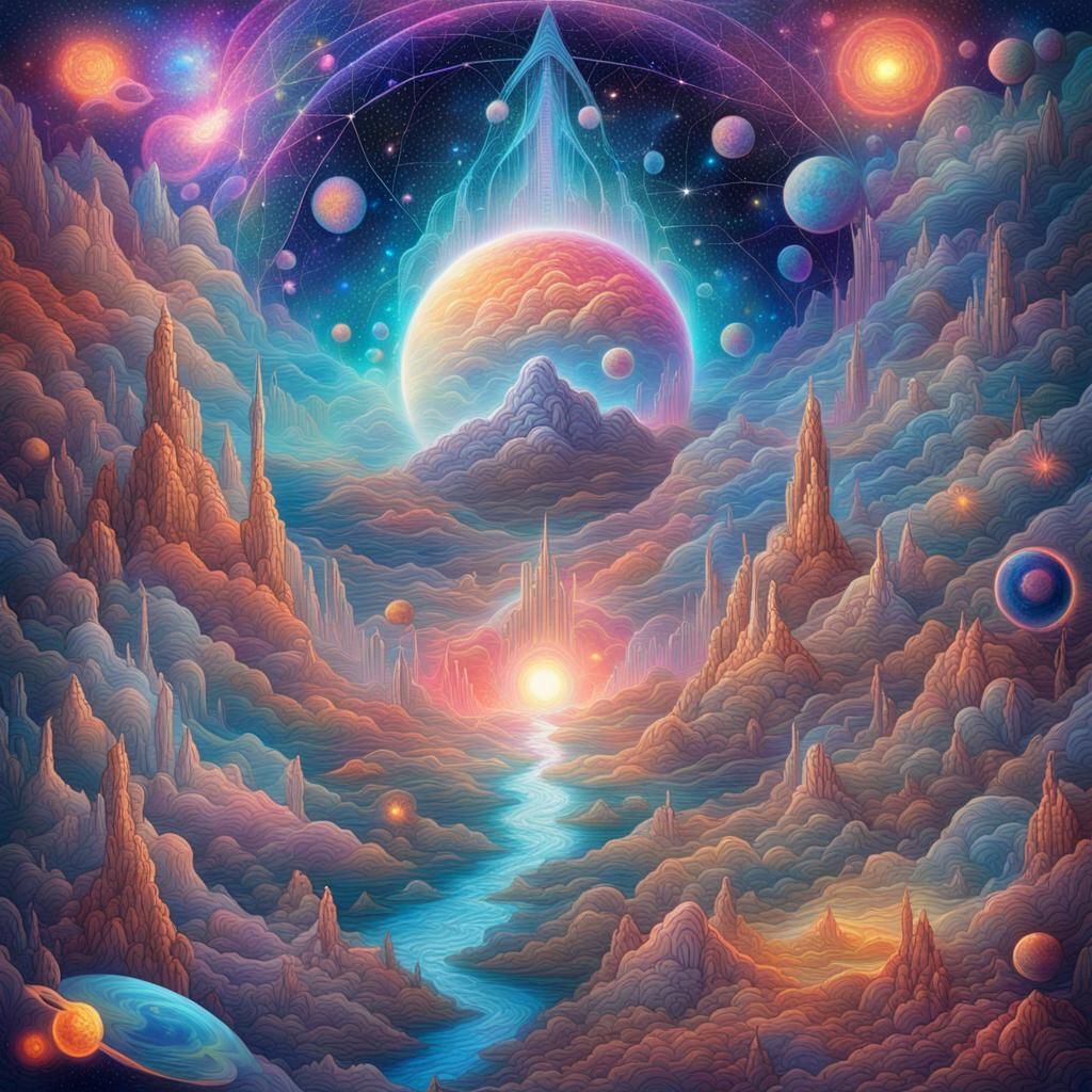 Cosmic Dreamland: Holographic Astral Illustration