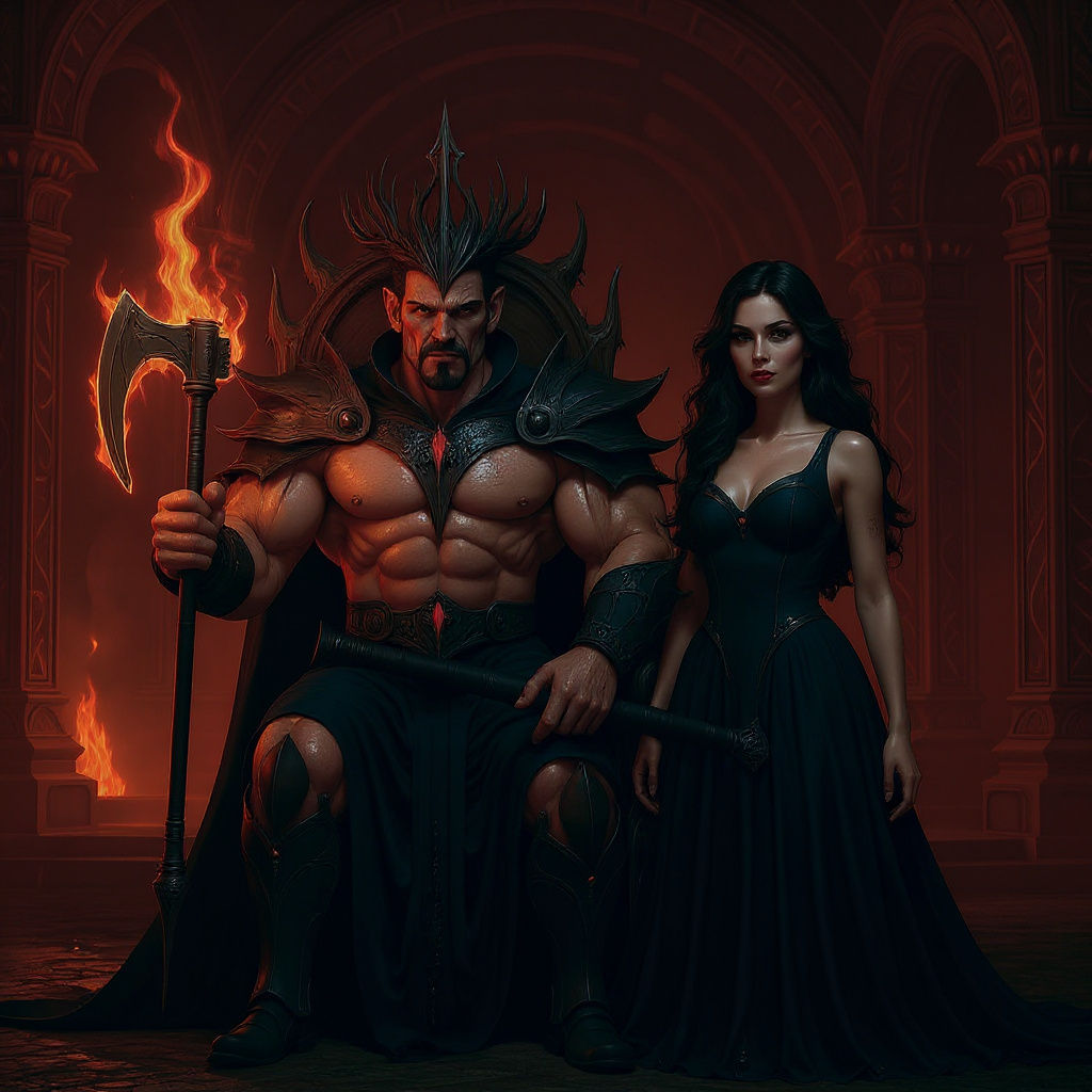 Dark King with Bone Crown: 3D Anime Art